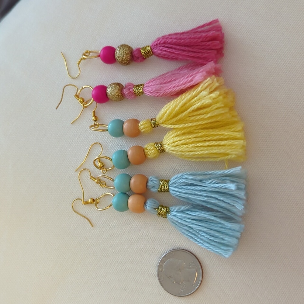 Yarn tassel earrings